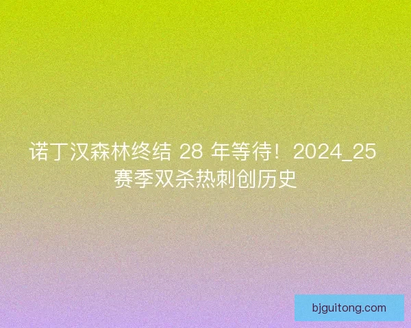 诺丁汉森林终结 28 年等待！2024_25 赛季双杀热刺创历史